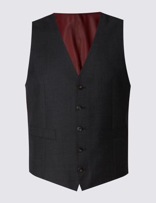 Pure New Wool Slim Fit 5 Button Waistcoat